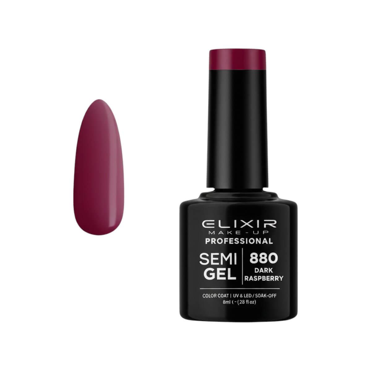 Ημιμόνιμο βερνίκι semigel 880 dark raspberry 8ml Elixir