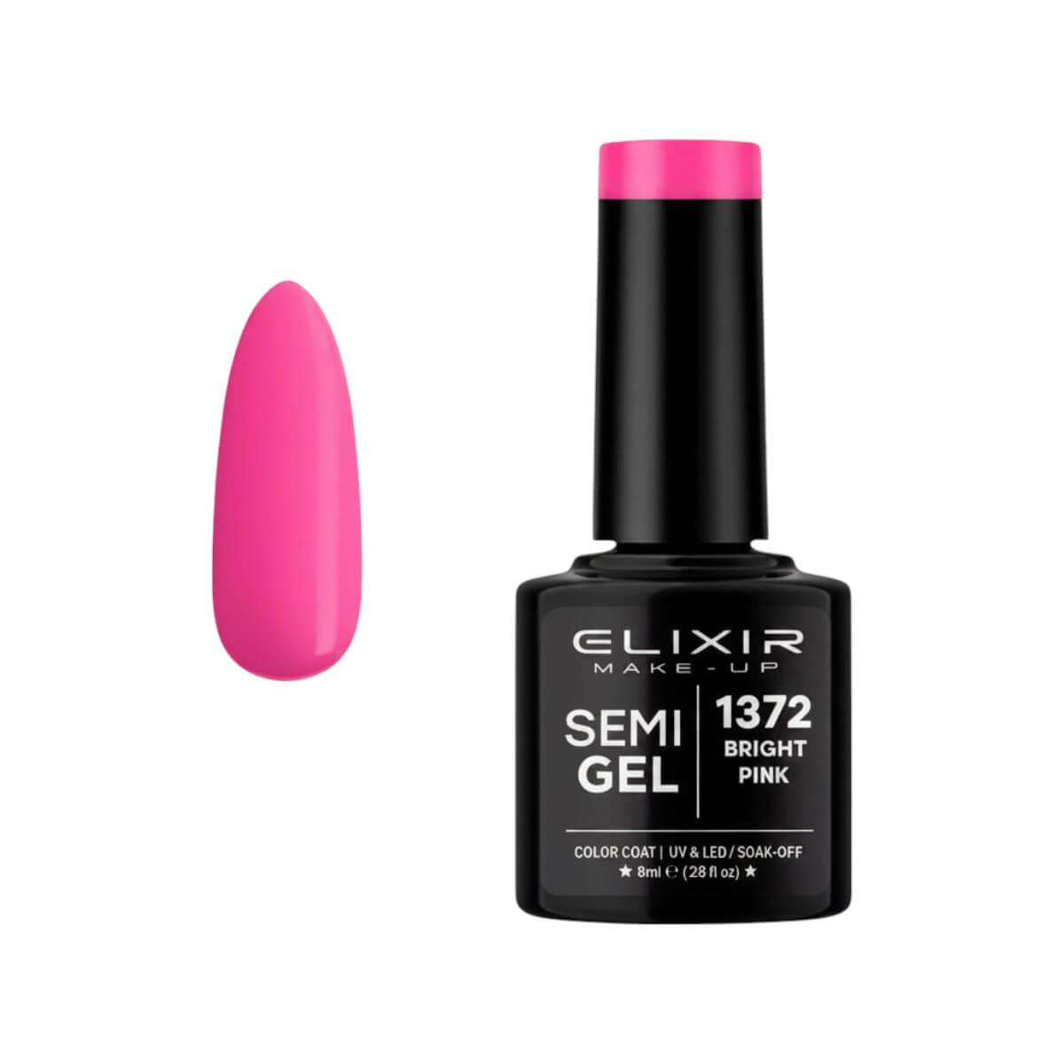 Ημιμόνιμο βερνίκι semigel 1372 bright pink 8ml Elixir