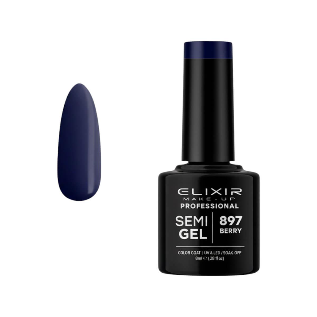 Ημιμόνιμο βερνίκι semigel 897 berry 8ml Elixir