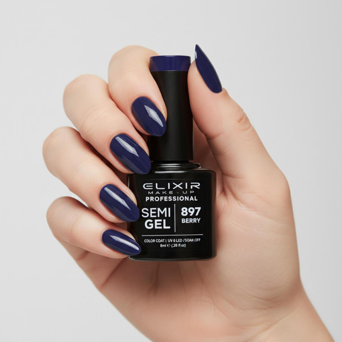 Ημιμόνιμο βερνίκι semigel 897 berry 8ml Elixir