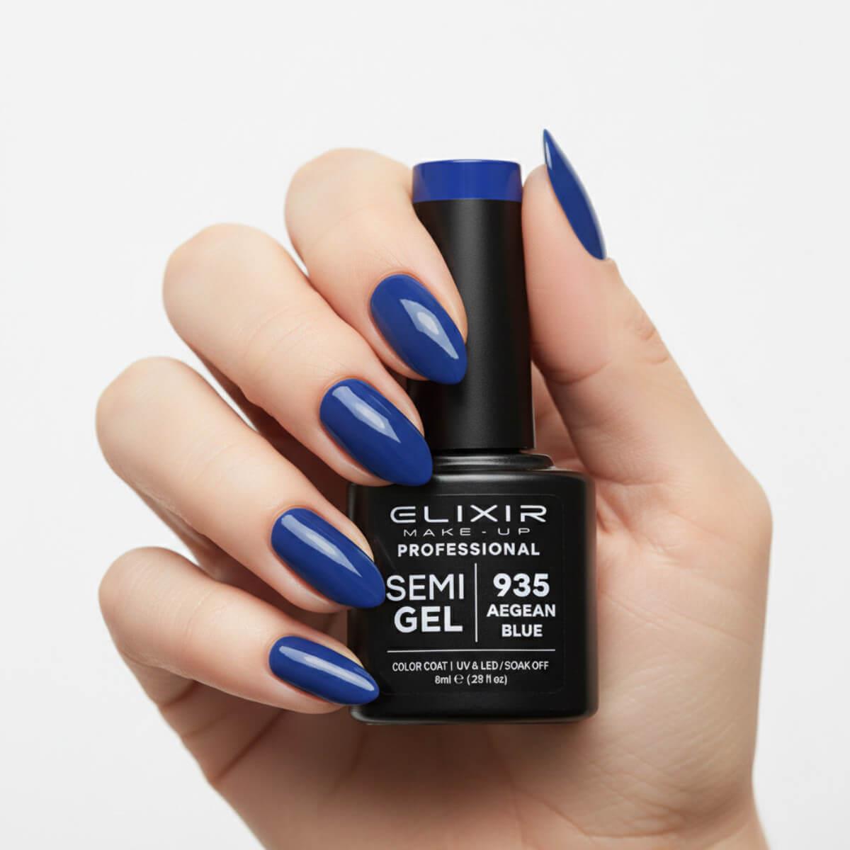 Ημιμόνιμο βερνίκι semigel 935 aegean blue 8ml Elixir