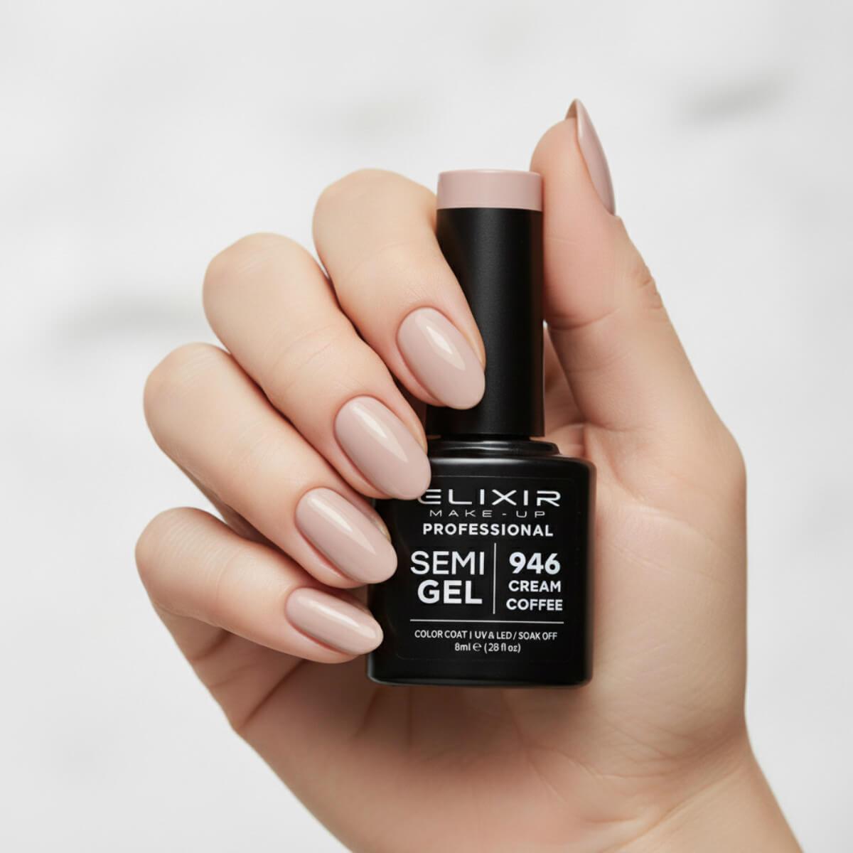 Ημιμόνιμο βερνίκι semigel 946 cream coffee 8ml Elixir