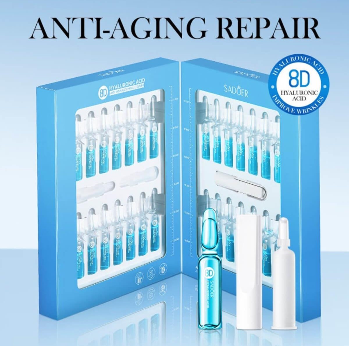 Σετ αμπούλες αντιγήρανσης και επανόρθωσης  8D Hyaluronic acid 28pcs Sadoer