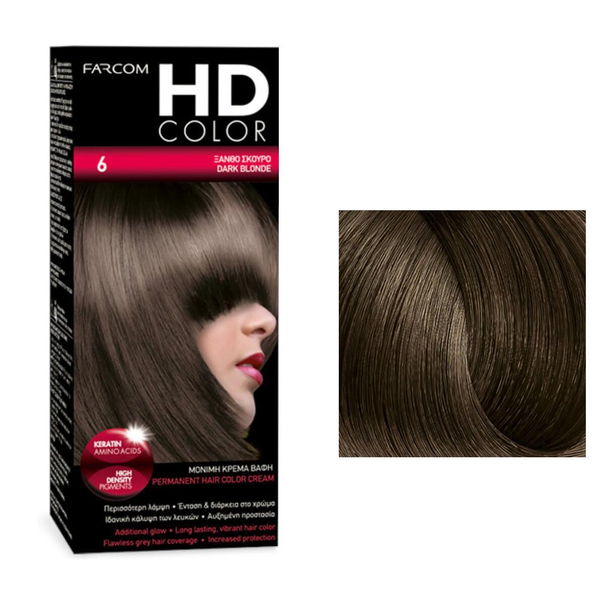 Σετ βαφής HD Color 6 ξανθό σκούρο 60ml Farcom