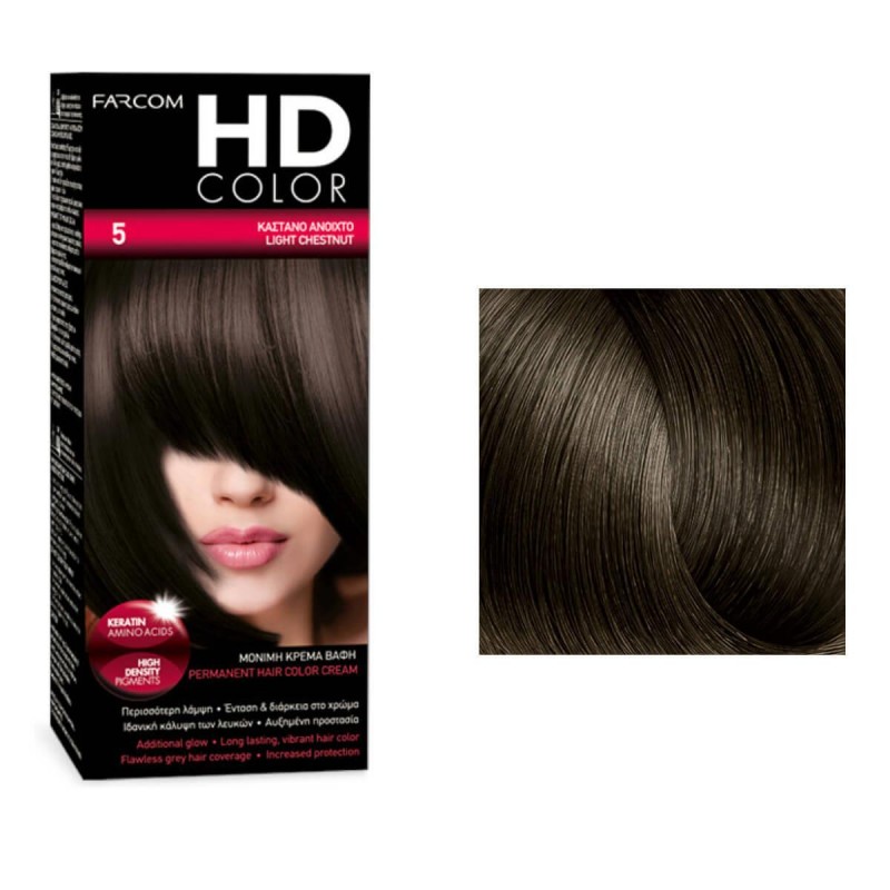 Σετ βαφής HD Color 5 καστανό ανοιχτό 60ml Farcom