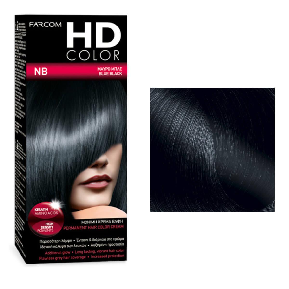 Σετ βαφής HD Color NB μαύρο μπλέ 60ml Farcom