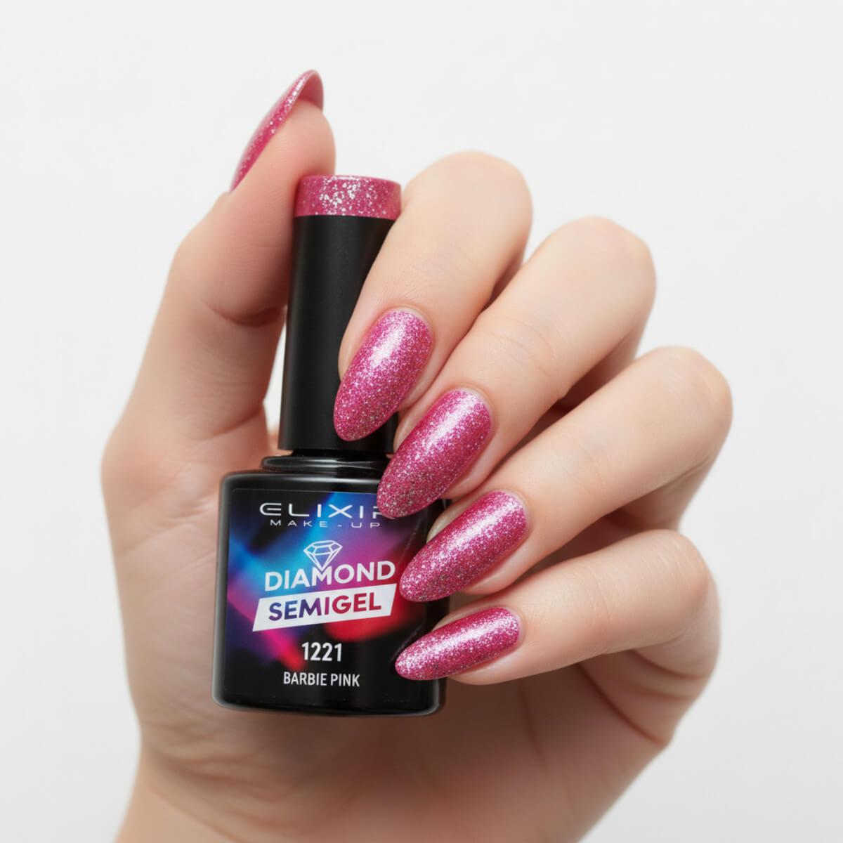 Semi-permanent gel polish semigel diamond 1221 barbie pink 8ml Elixir
