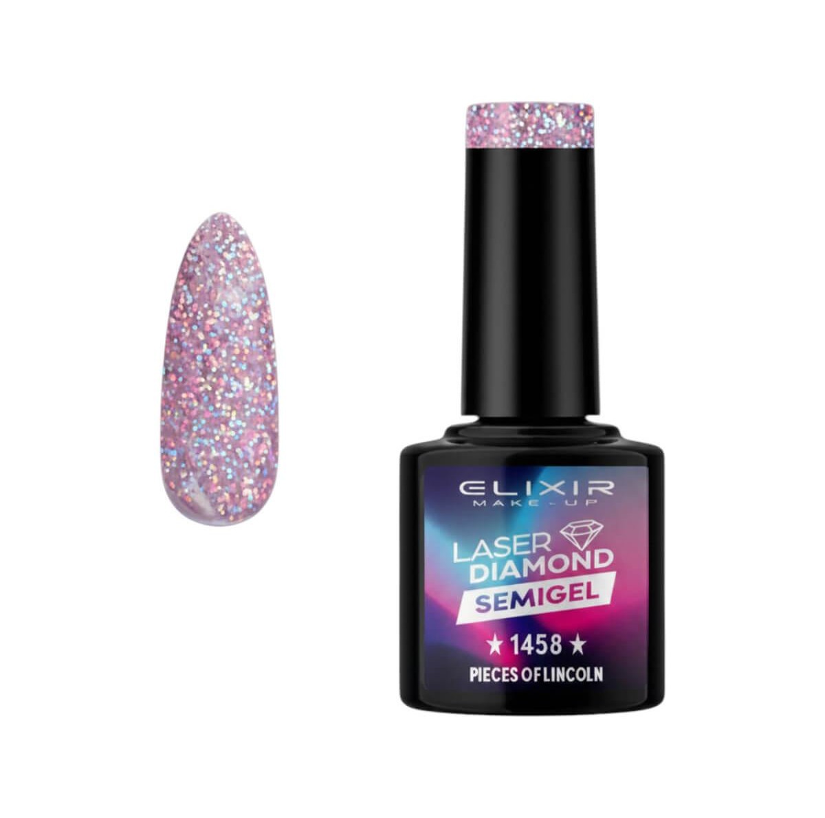 Semi-permanent gel polish semigel laser diamond 1458 pieces of lincoln 8ml Elixir