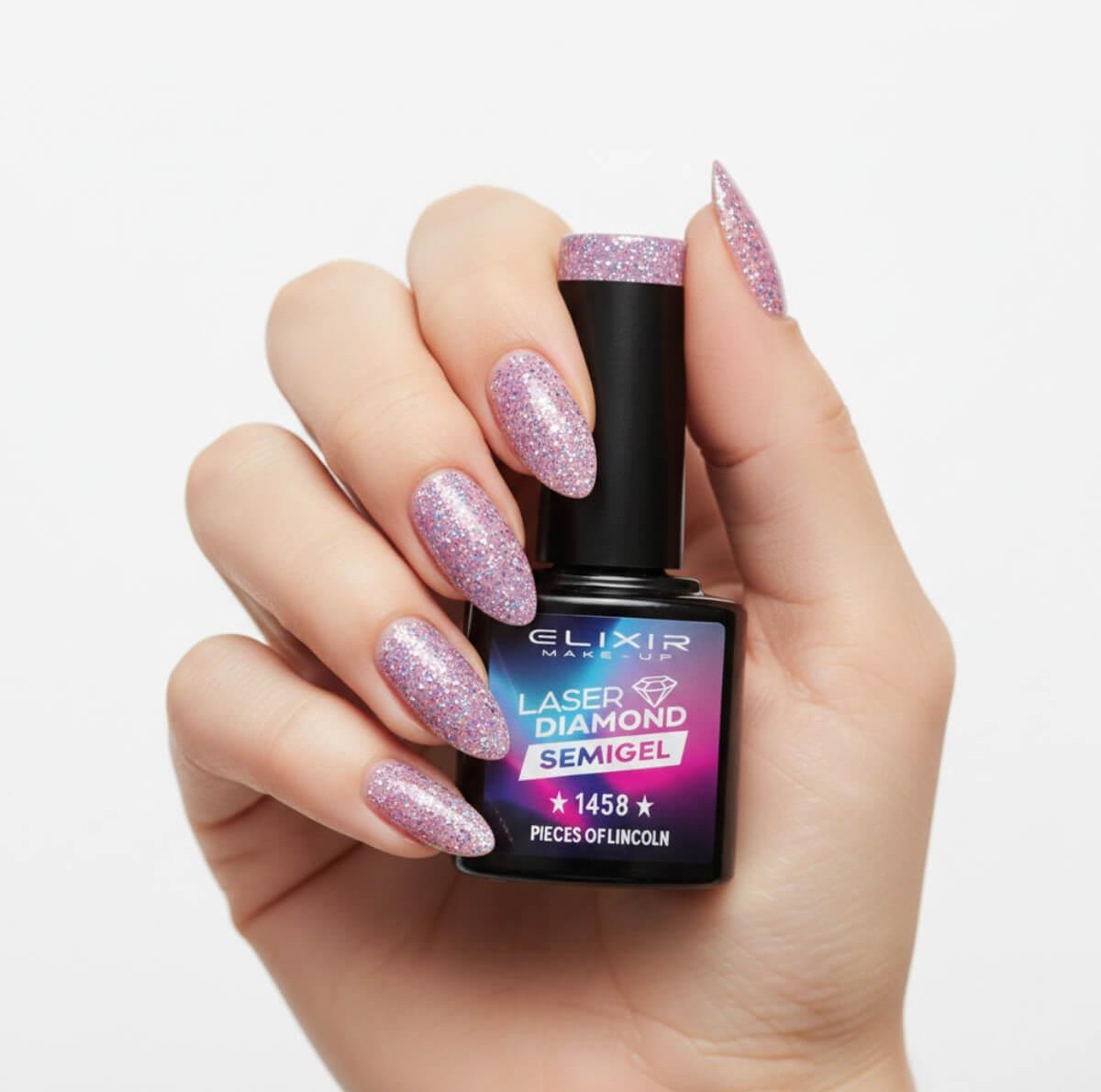 Semi-permanent gel polish semigel laser diamond 1458 pieces of lincoln 8ml Elixir
