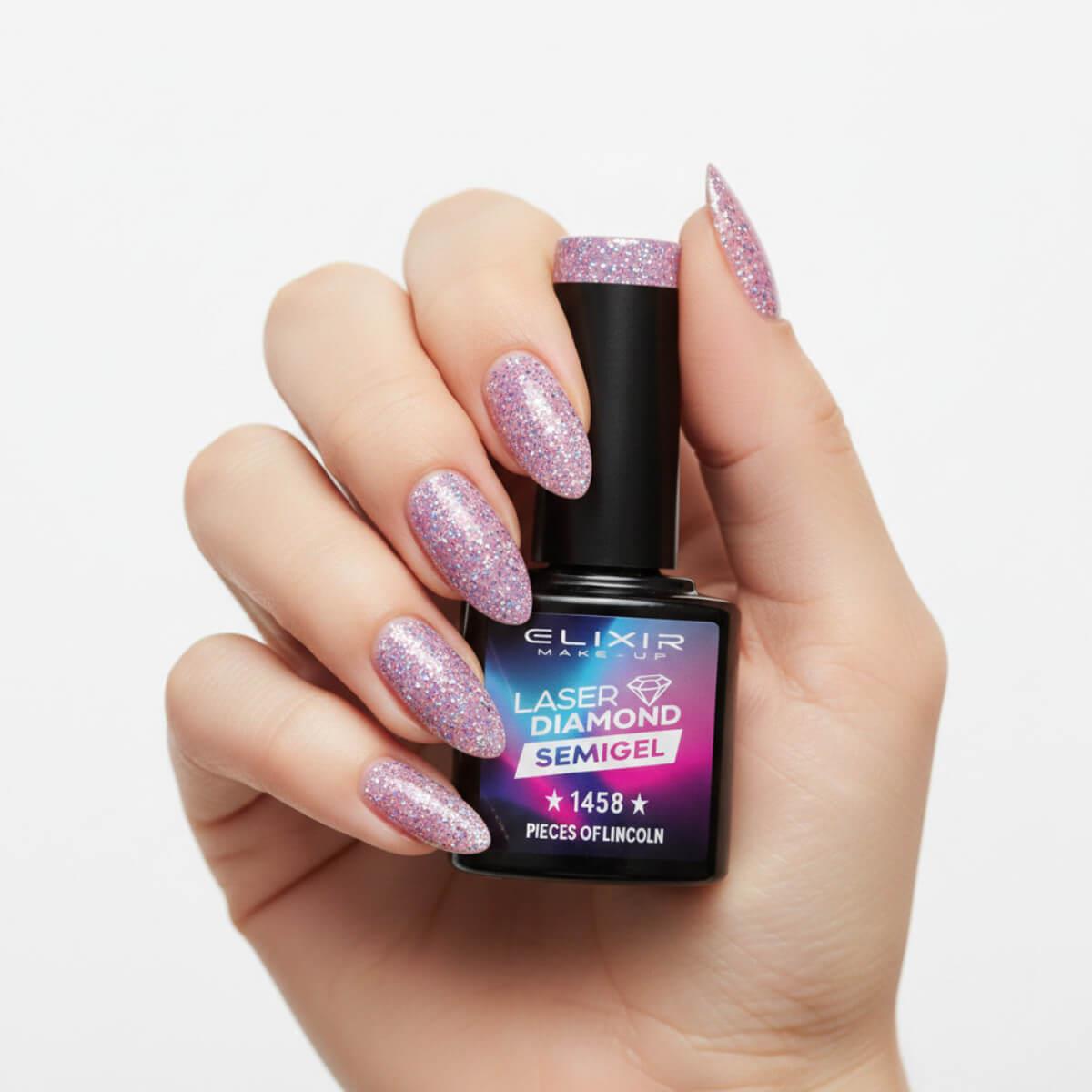 Semi-permanent gel polish semigel laser diamond 1458 pieces of lincoln 8ml Elixir