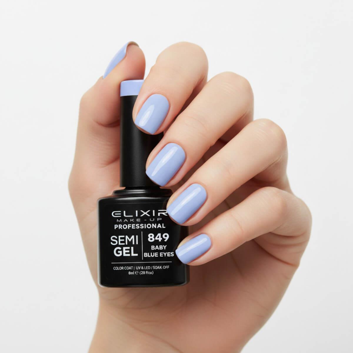 Ημιμόνιμο βερνίκι semigel 849 baby blue eyes 8ml Elixir