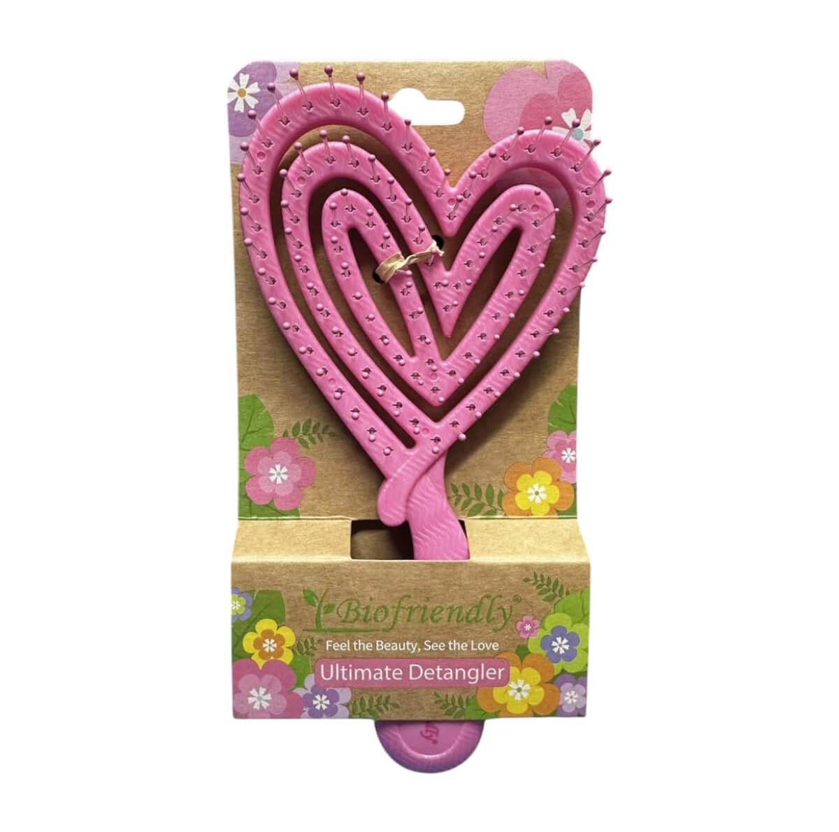 Detangling hair brush small heart pink Biofriendly