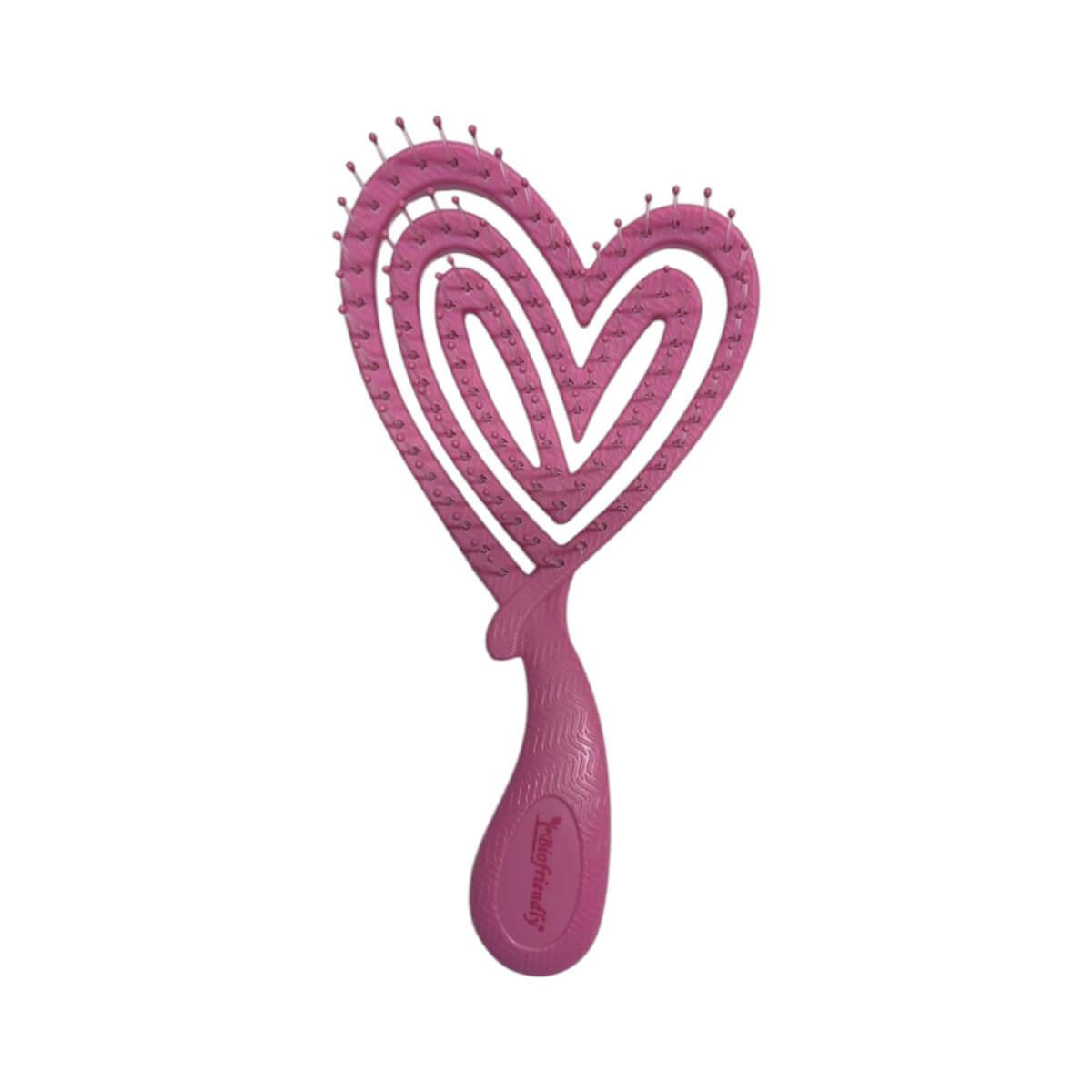 Detangling hair brush small heart pink Biofriendly