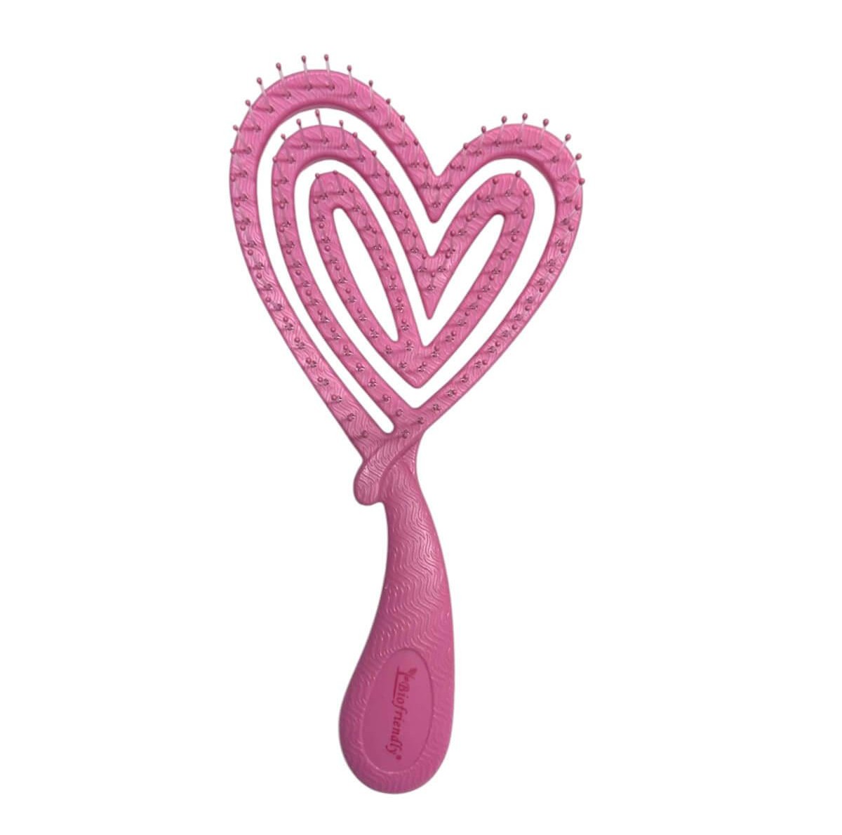 Detangling hair brush big heart pink Biofriendly