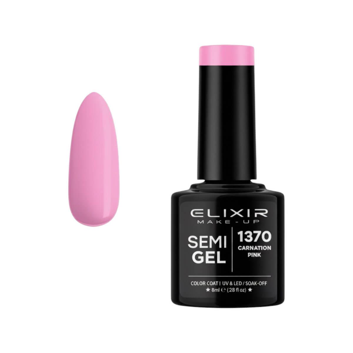 Ημιμόνιμο βερνίκι semigel 1370 carnation pink 8ml Elixir