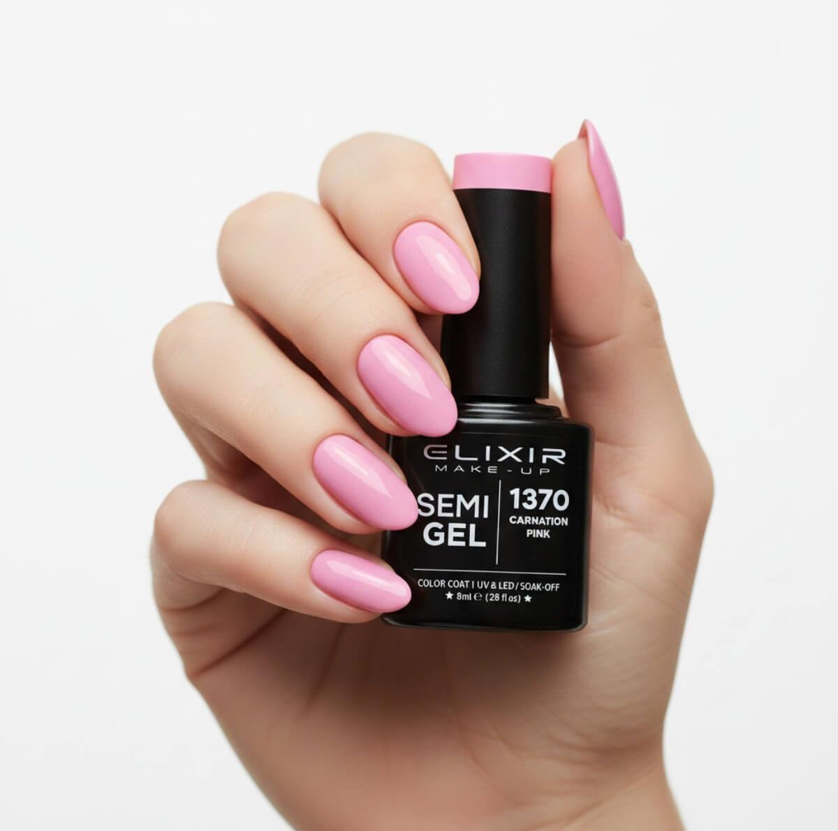 Ημιμόνιμο βερνίκι semigel 1370 carnation pink 8ml Elixir