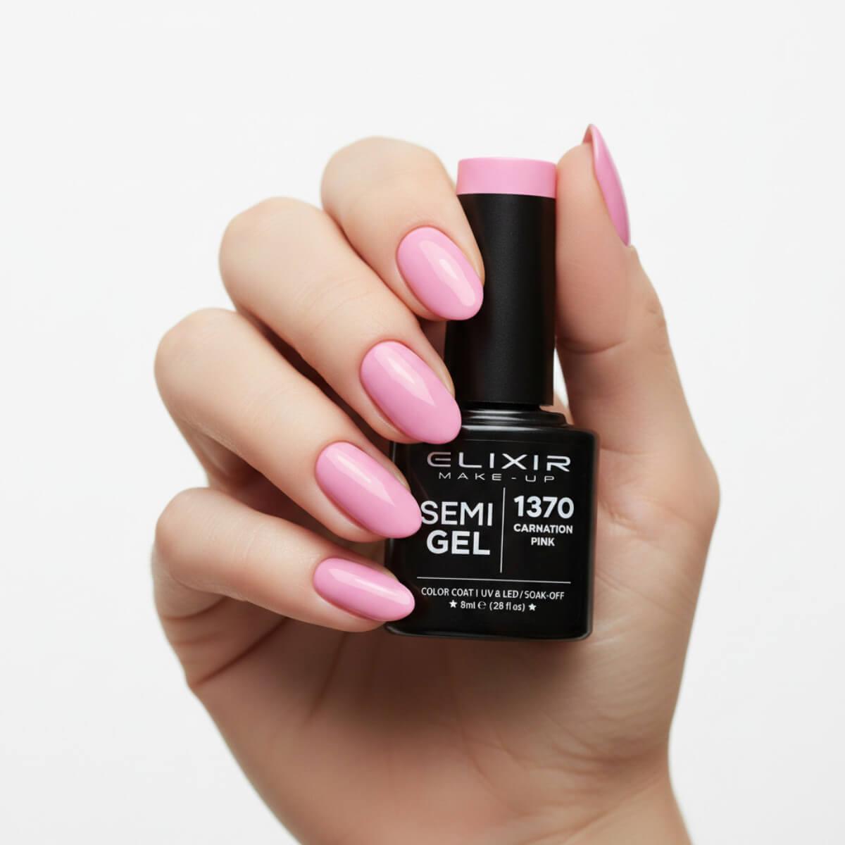 Ημιμόνιμο βερνίκι semigel 1370 carnation pink 8ml Elixir