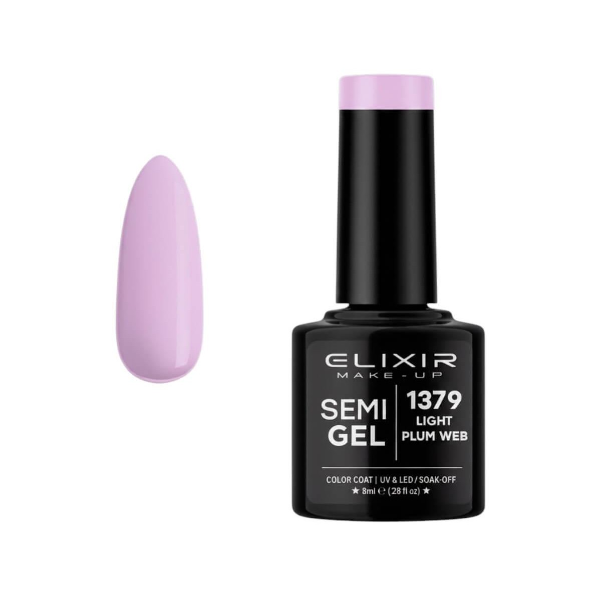 Ημιμόνιμο βερνίκι semigel 1379 light plum web 8ml Elixir