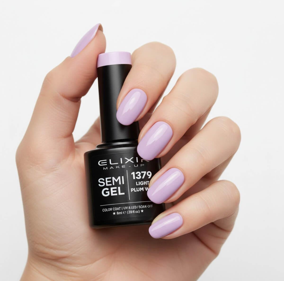 Ημιμόνιμο βερνίκι semigel 1379 light plum web 8ml Elixir