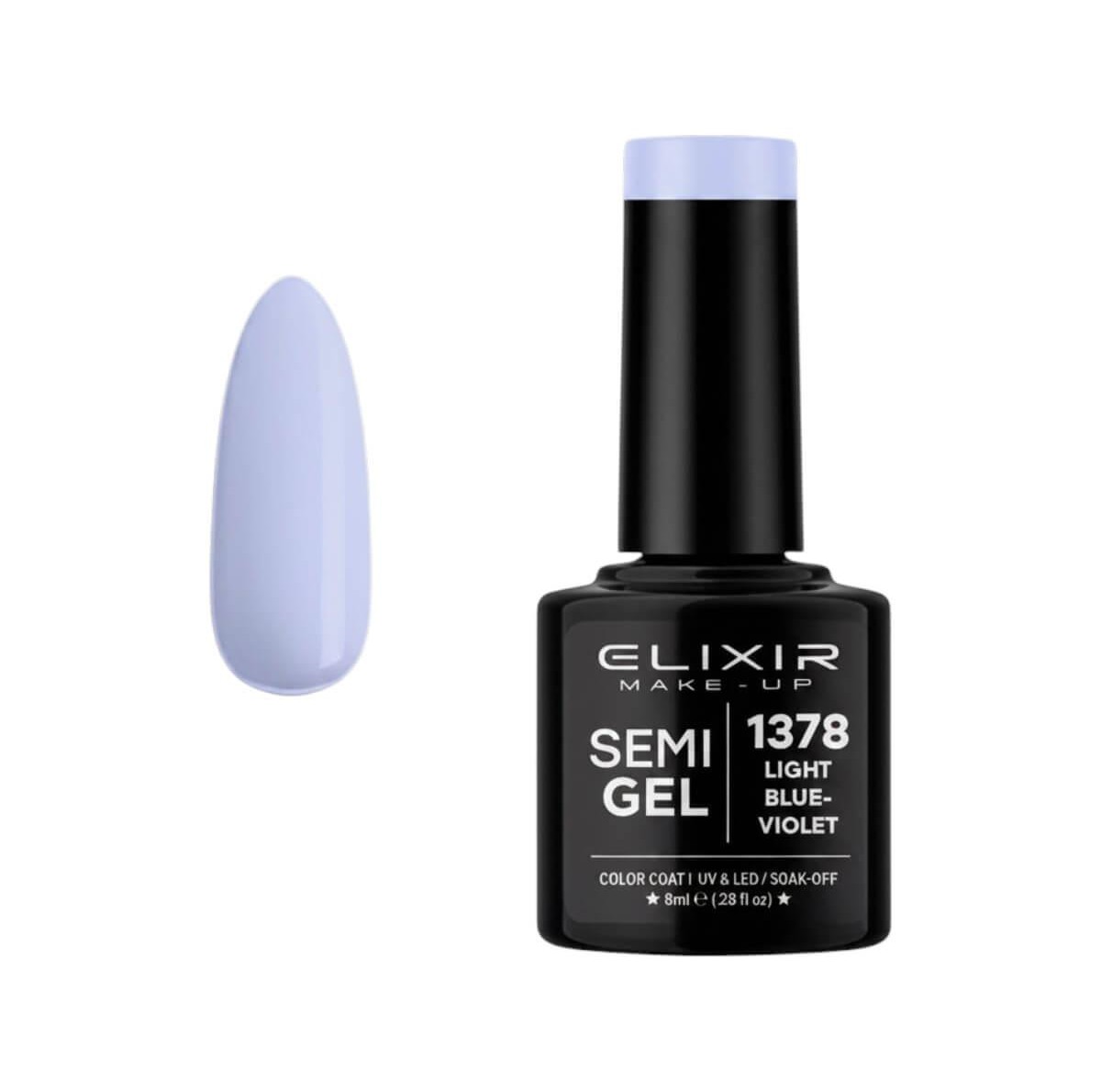 Ημιμόνιμο βερνίκι semigel 1378 light blue violet 8ml Elixir