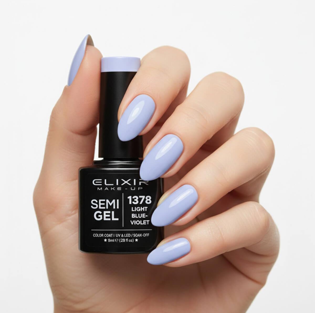 Ημιμόνιμο βερνίκι semigel 1378 light blue violet 8ml Elixir