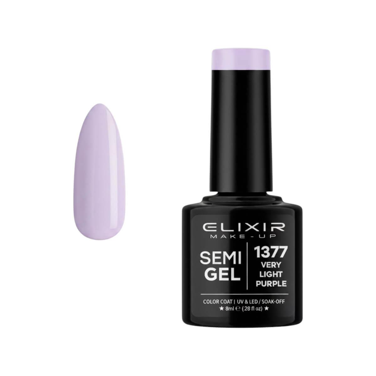 Ημιμόνιμο βερνίκι semigel 1377 very light purple 8ml Elixir