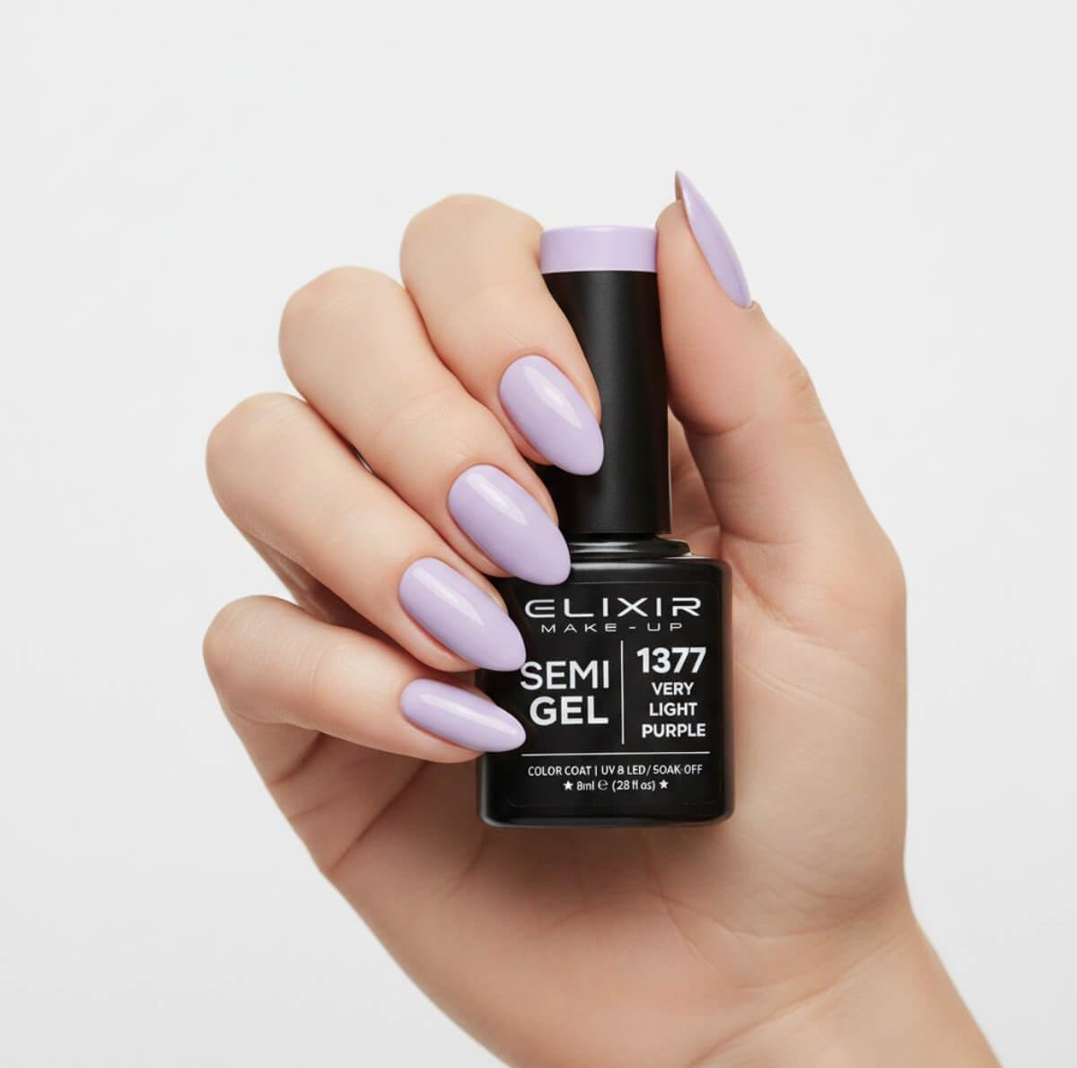 Ημιμόνιμο βερνίκι semigel 1377 very light purple 8ml Elixir