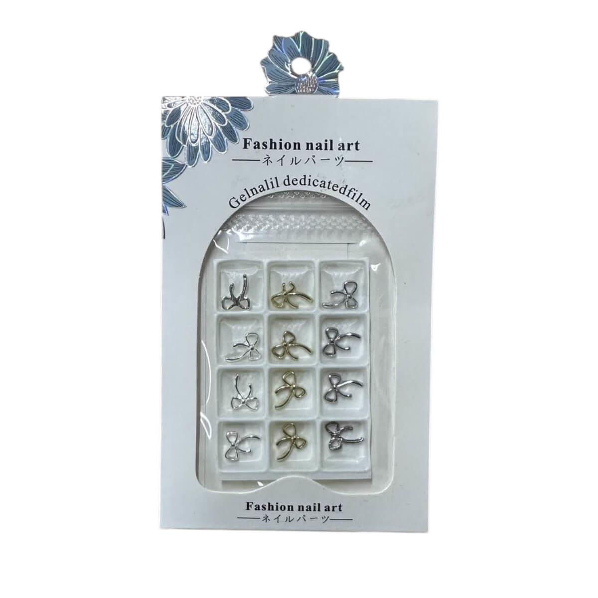 3D Bow Nail Charms in Case 12 pcs
