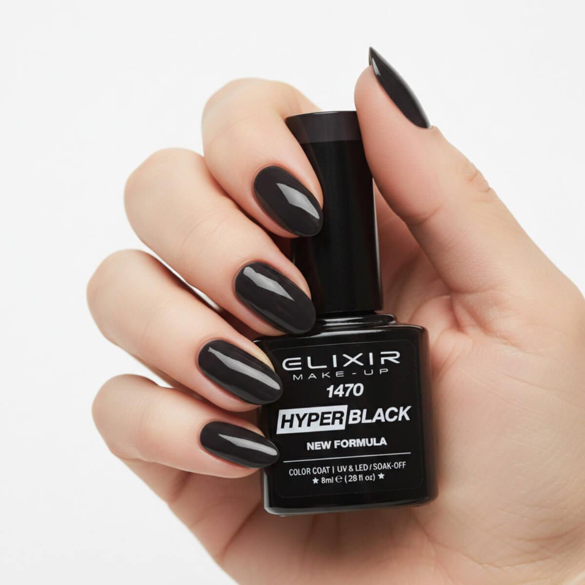 Ημιμόνιμο βερνίκι 1470 hyper black 8ml Elixir