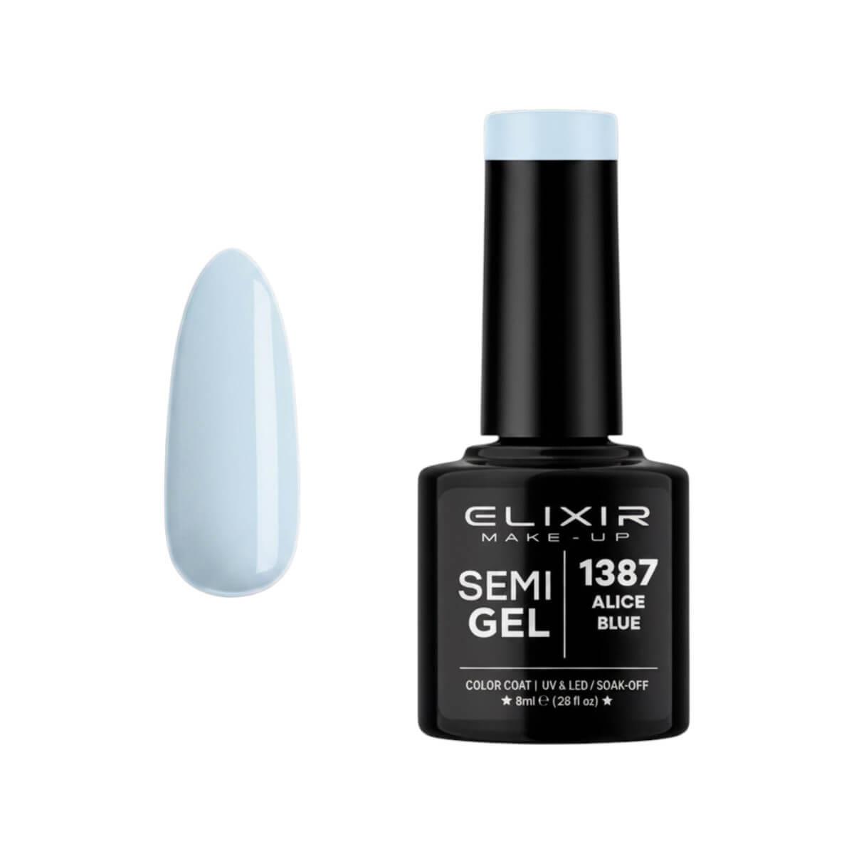 Ημιμόνιμο βερνίκι semigel 1387 alice blue 8ml Elixir