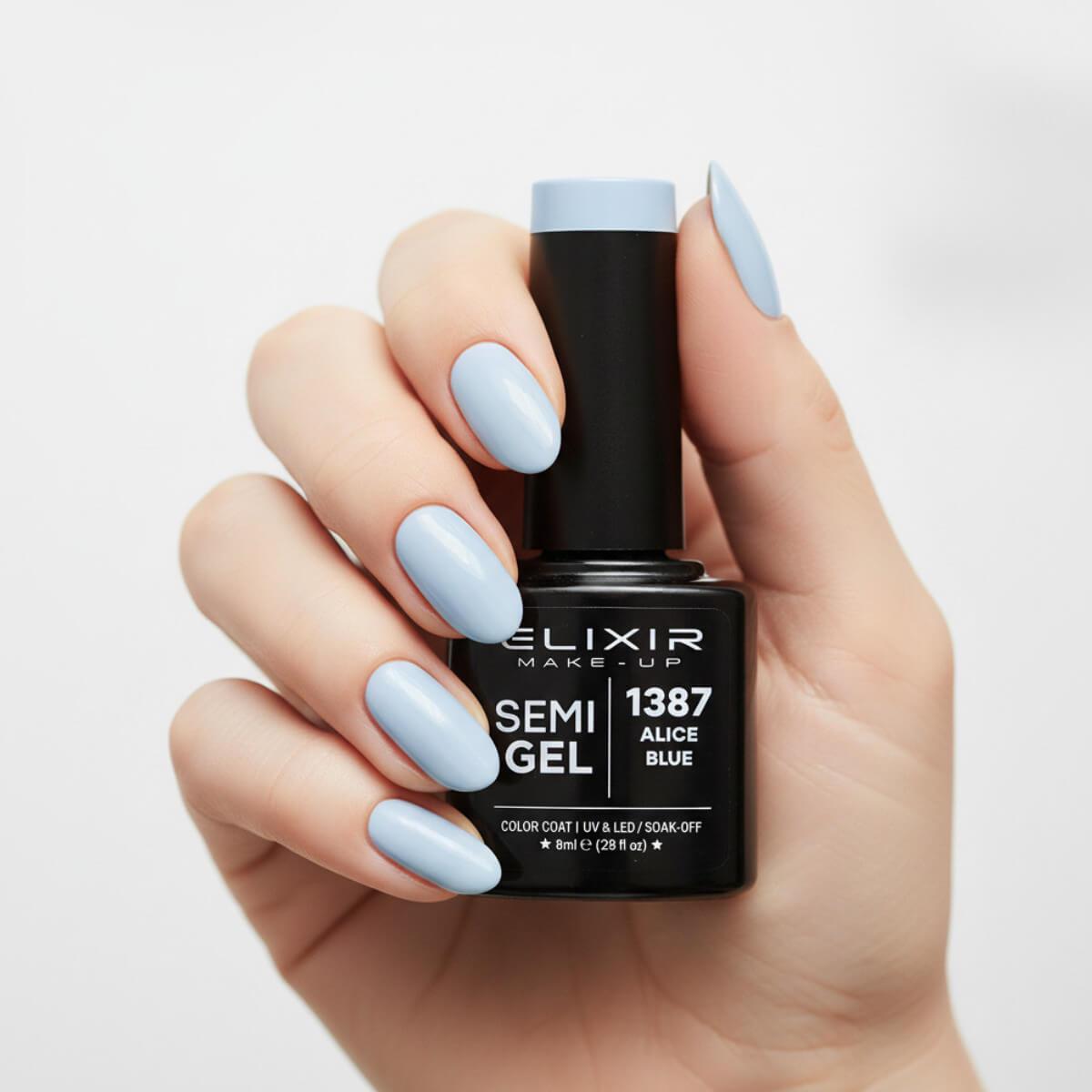 Ημιμόνιμο βερνίκι semigel 1387 alice blue 8ml Elixir