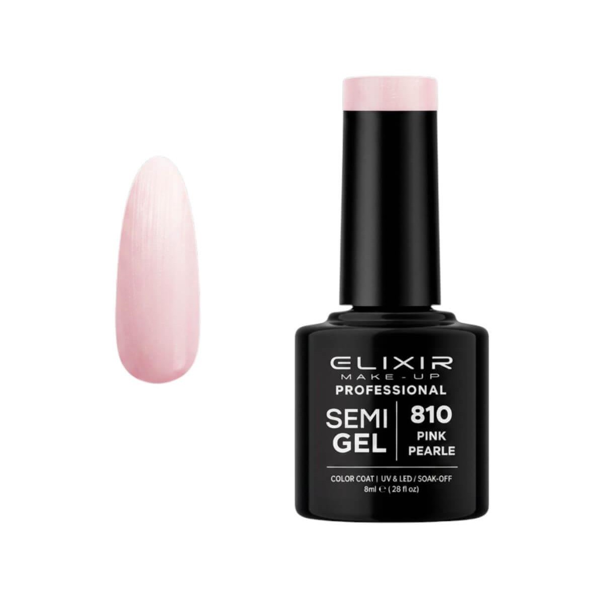 Ημιμόνιμο βερνίκι semigel 810 pink pearle 8ml Elixir
