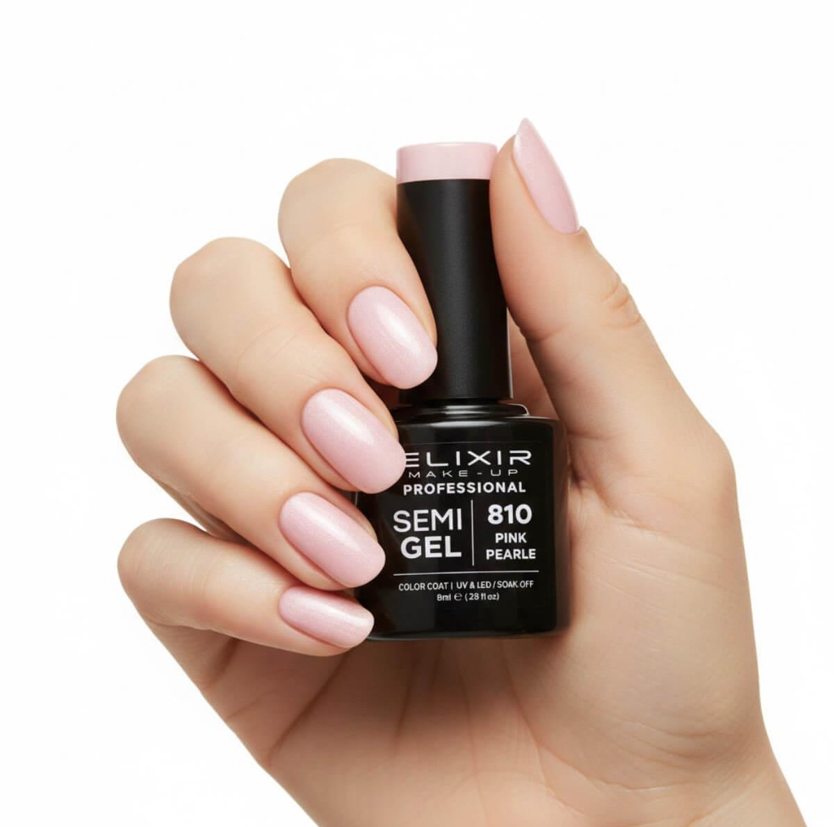 Ημιμόνιμο βερνίκι semigel 810 pink pearle 8ml Elixir