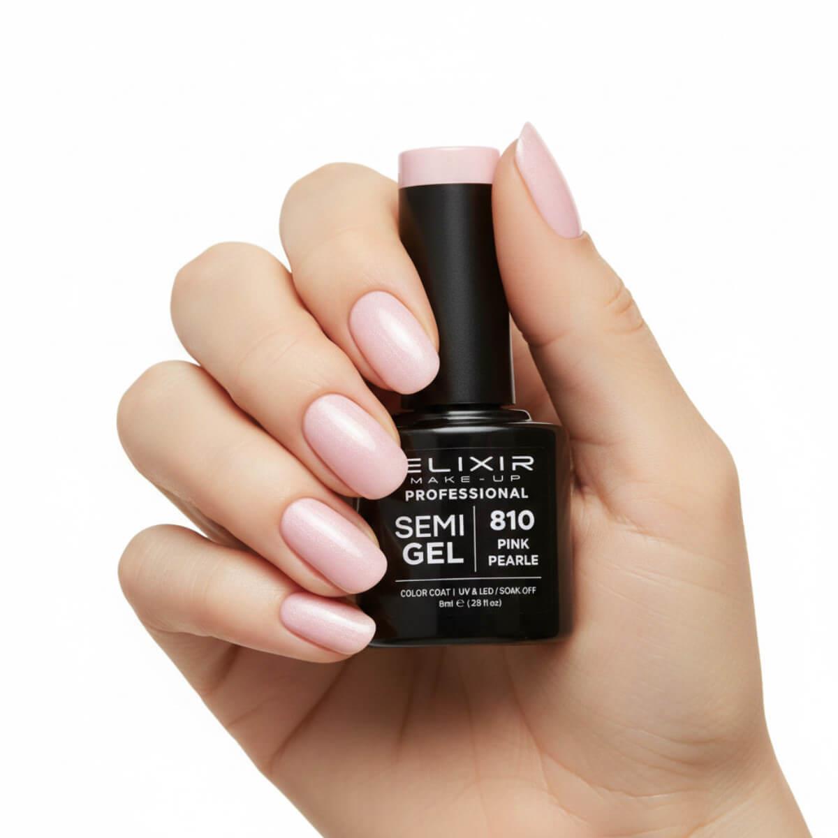 Ημιμόνιμο βερνίκι semigel 810 pink pearle 8ml Elixir