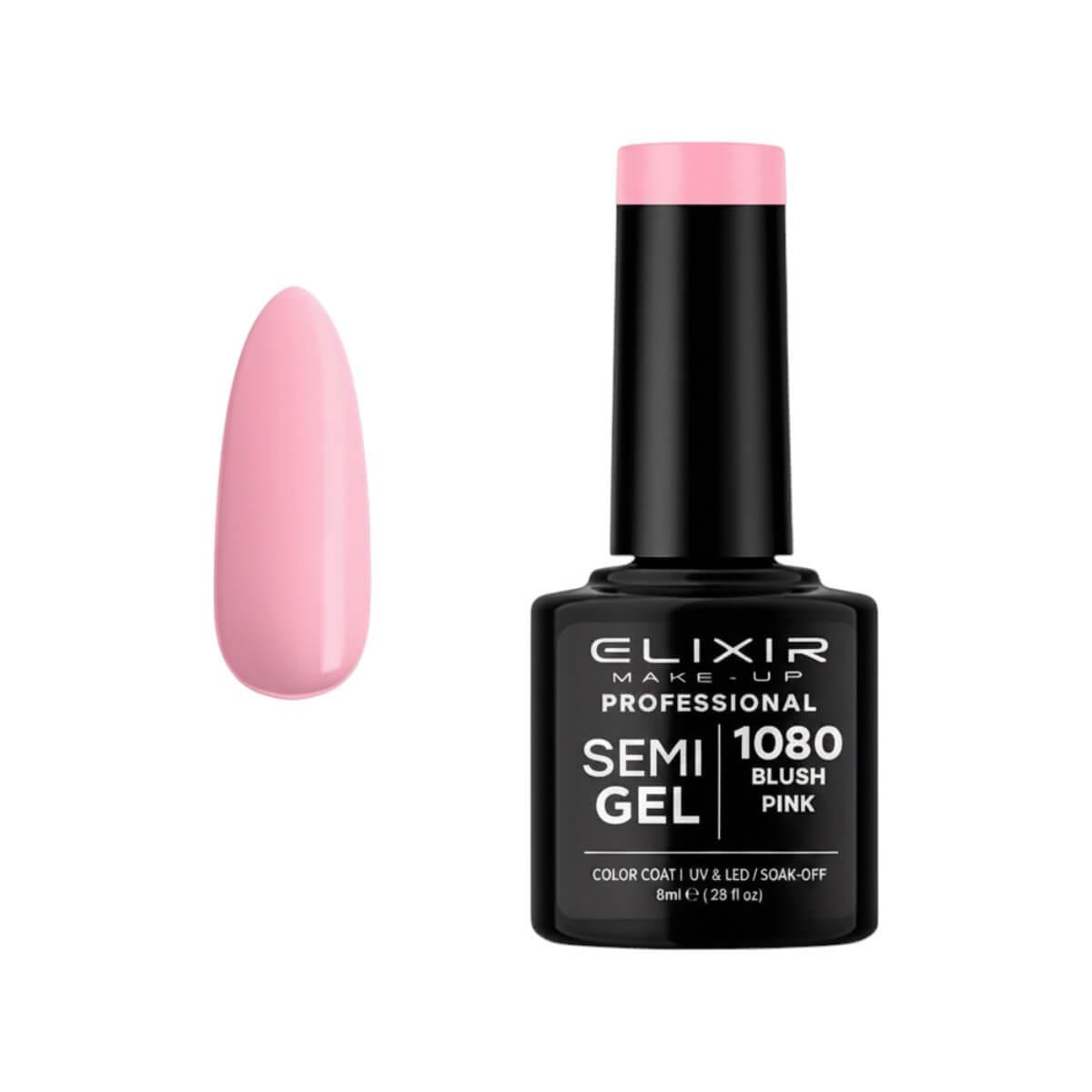 Ημιμόνιμο βερνίκι semigel 1080 blush pink 8ml Elixir