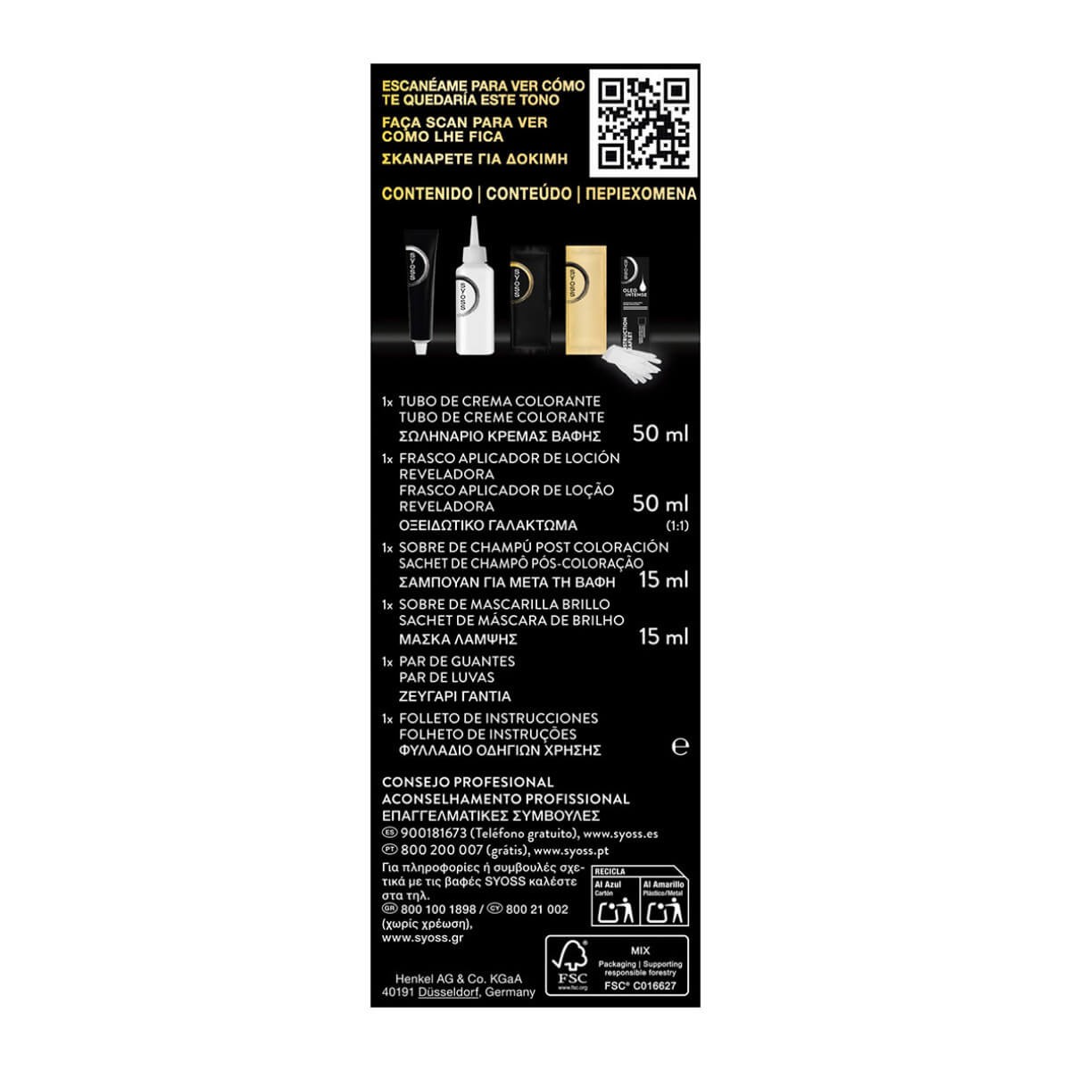 Βαφή Μαλλιών Syoss Oleo Intense Kit 2-10 Έντονο Καστανό 50ml