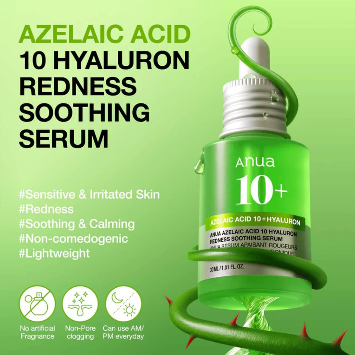 Azelaic acid 10 hyaluron redness soothing serum 30ml Anua