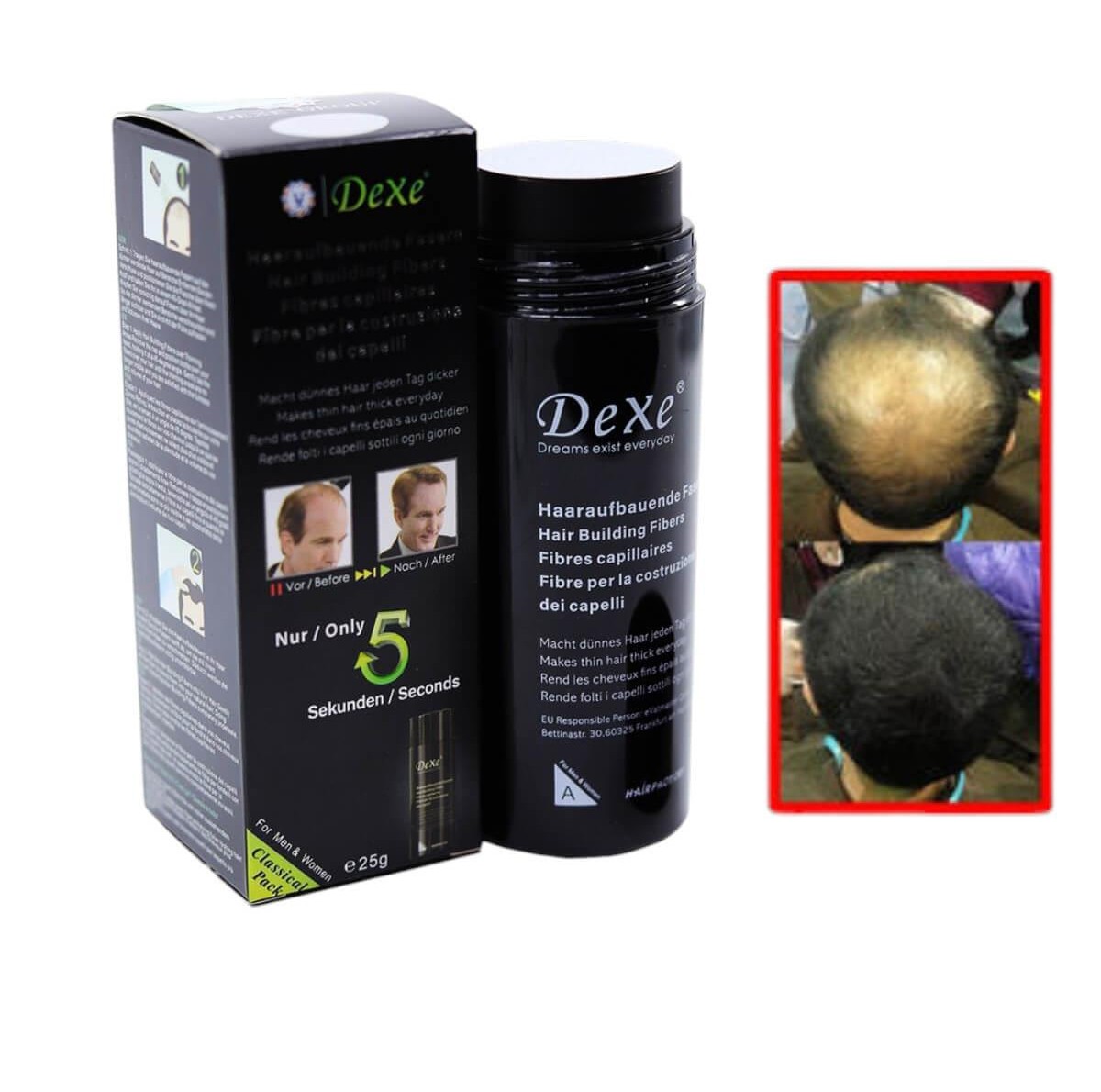 Hair Building Fibers #1 black 25g Dexe