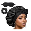 Satin sleep bonnet with eye mask & scrunchie set