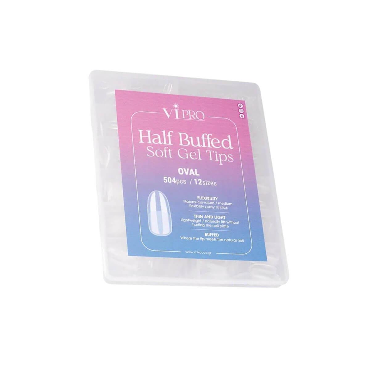 Half buffed soft gel tips oval 504pcs Vi Pro