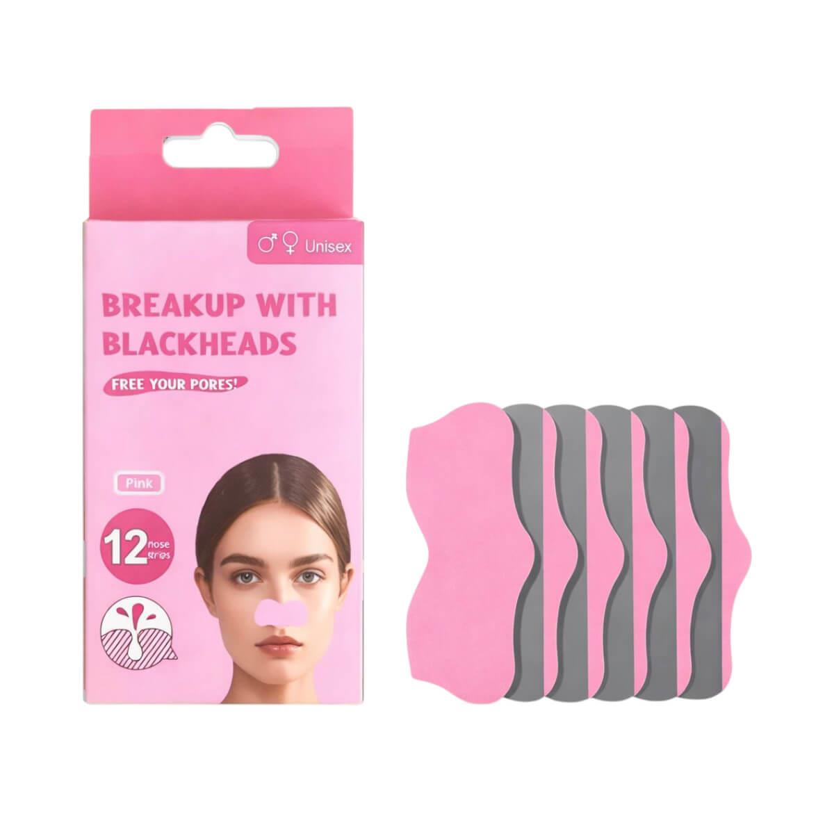 Nose strips for blackheads pink 12pcs