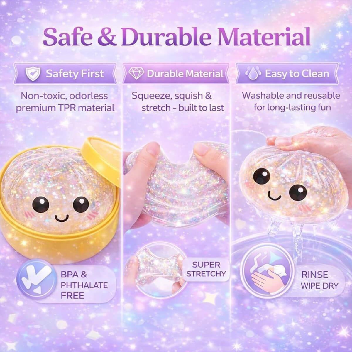Squishy glitter dumpling sensory fidget toy 1pc