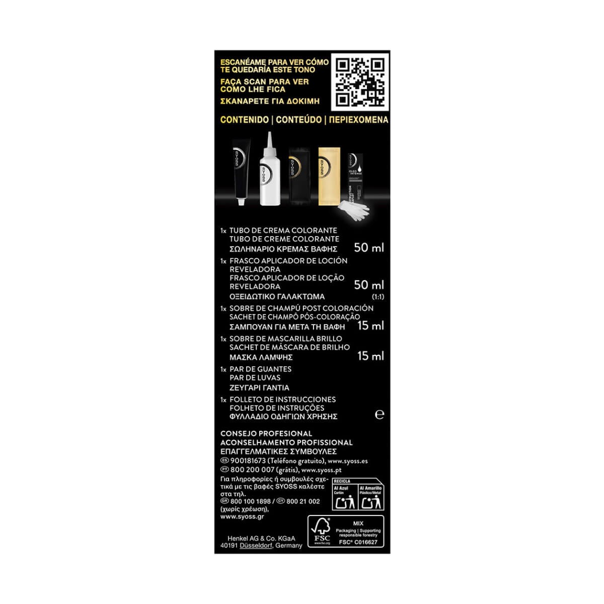 Hair Dye Syoss Oleo Intense Kit 6-76 warm copper 50ml