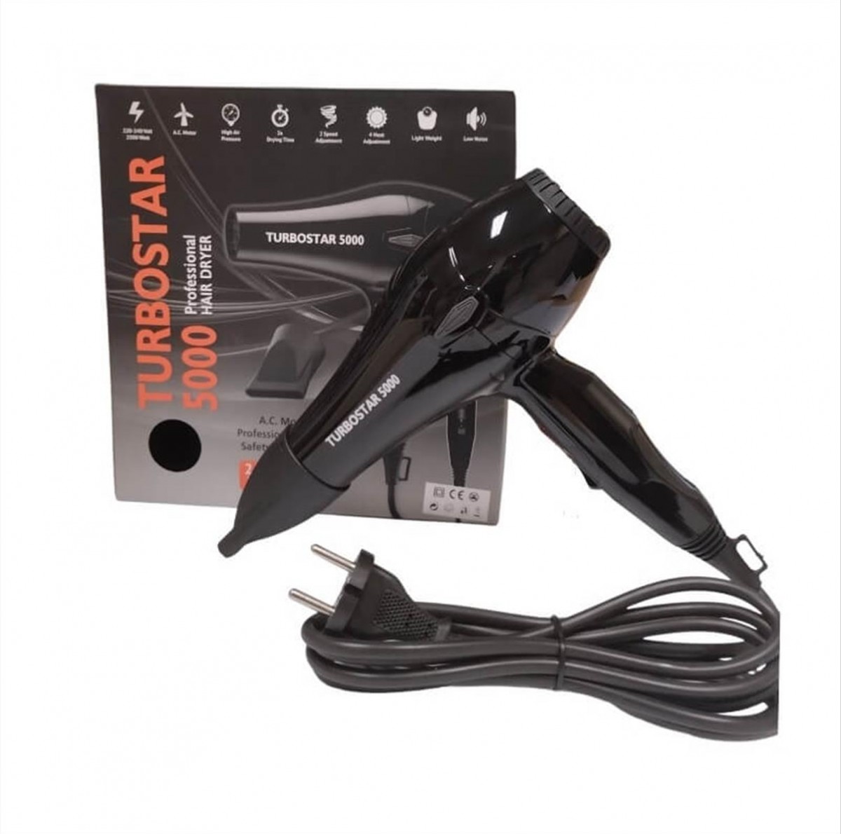 Hair Dryer Turbostar 5000 Black 2500 Watt