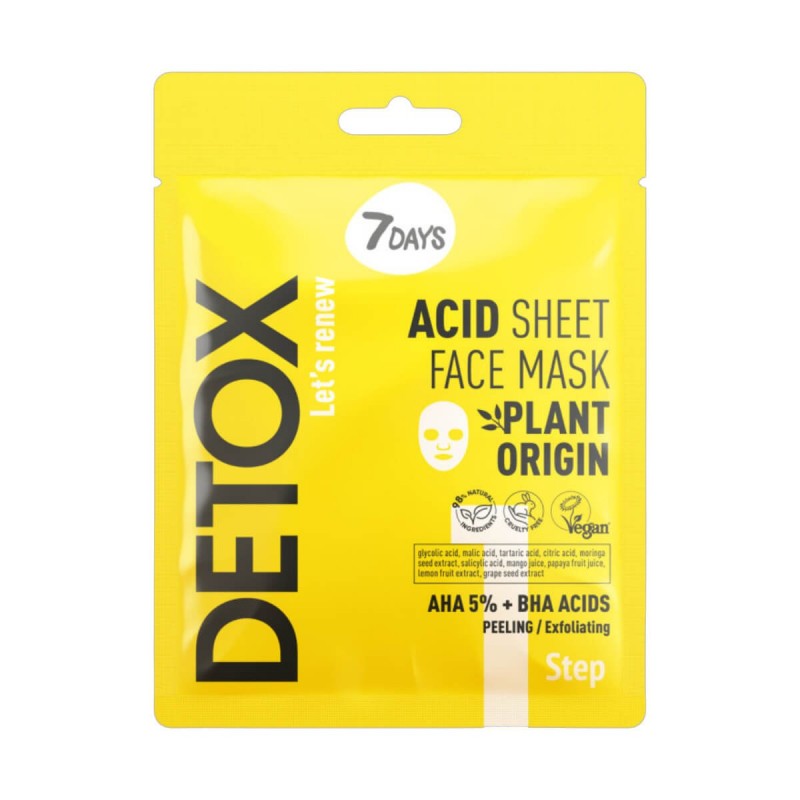 Detox 1 acid sheet face mask AHA 5% + BHA acids 7DAYS