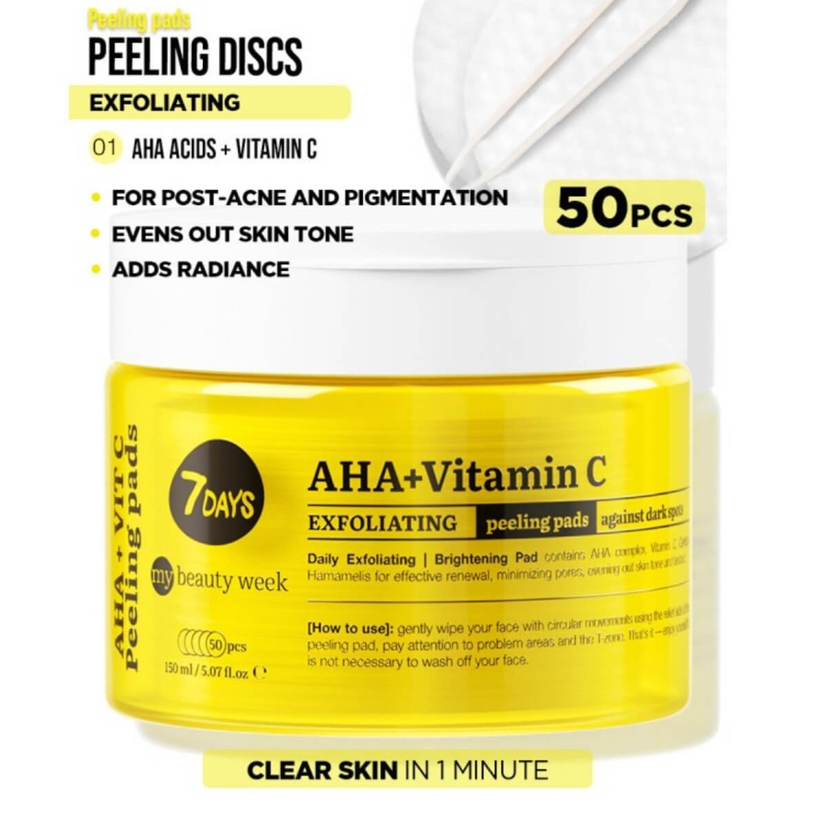 Exfoliating peeling pads AHA + vitamin C 7DAYS