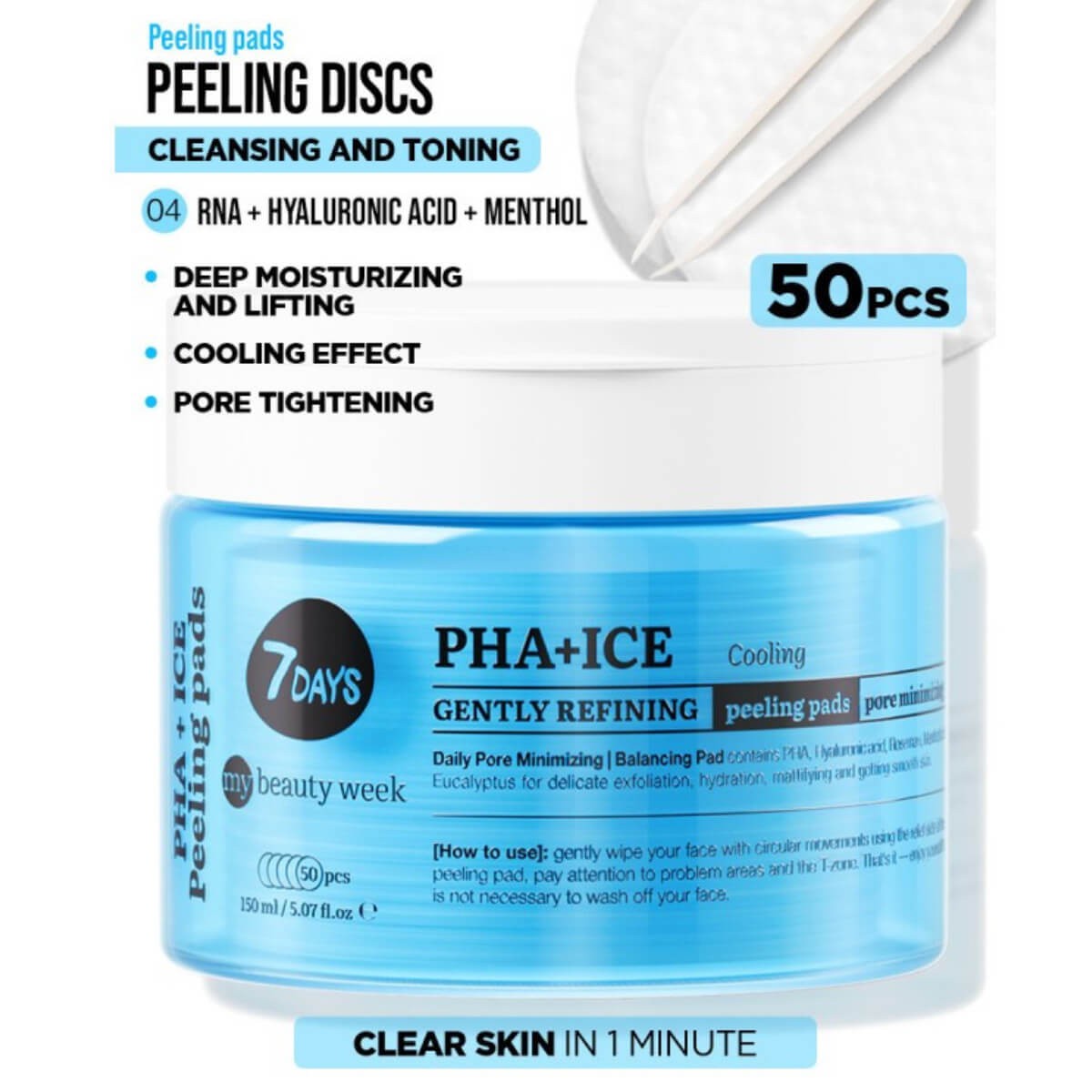Gently refining peeling pads PHA+ ice cooling 7DAYS