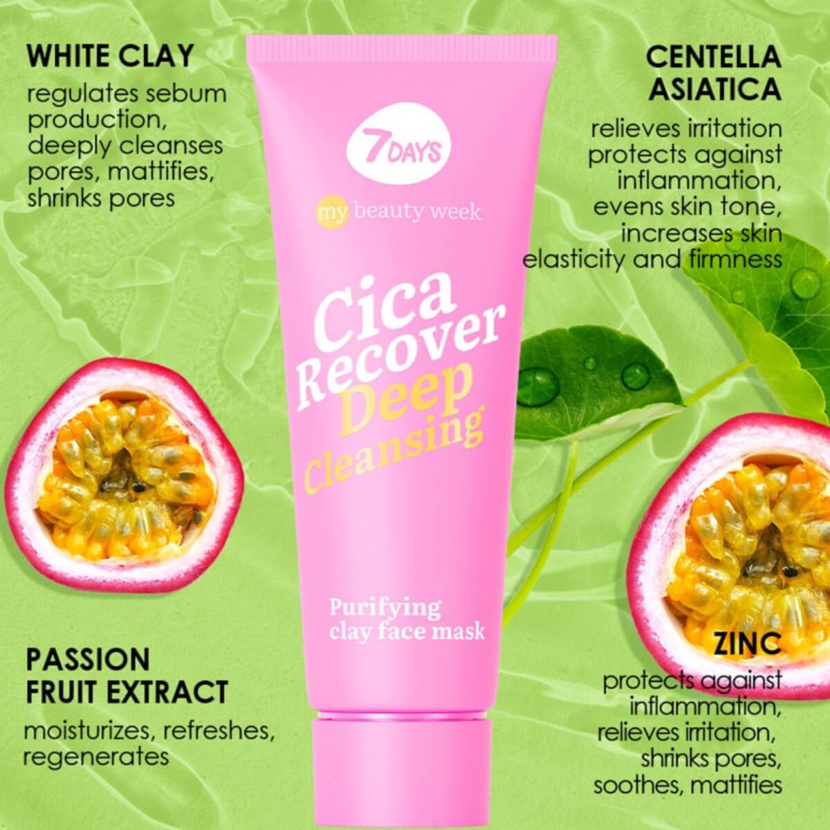 Purifying clay face mask cica recover 7DAYS