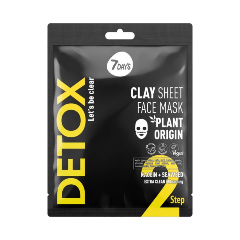 Detox 2 clay sheet face mask kaolin & seaweed 7DAYS