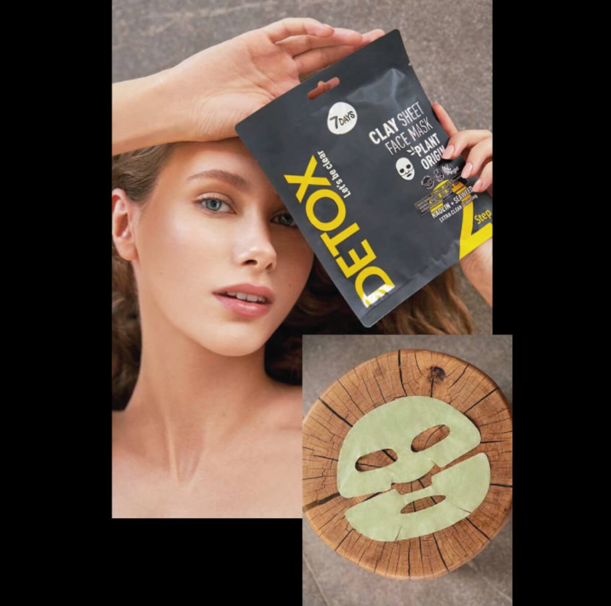 Detox 2 clay sheet face mask kaolin & seaweed 7DAYS